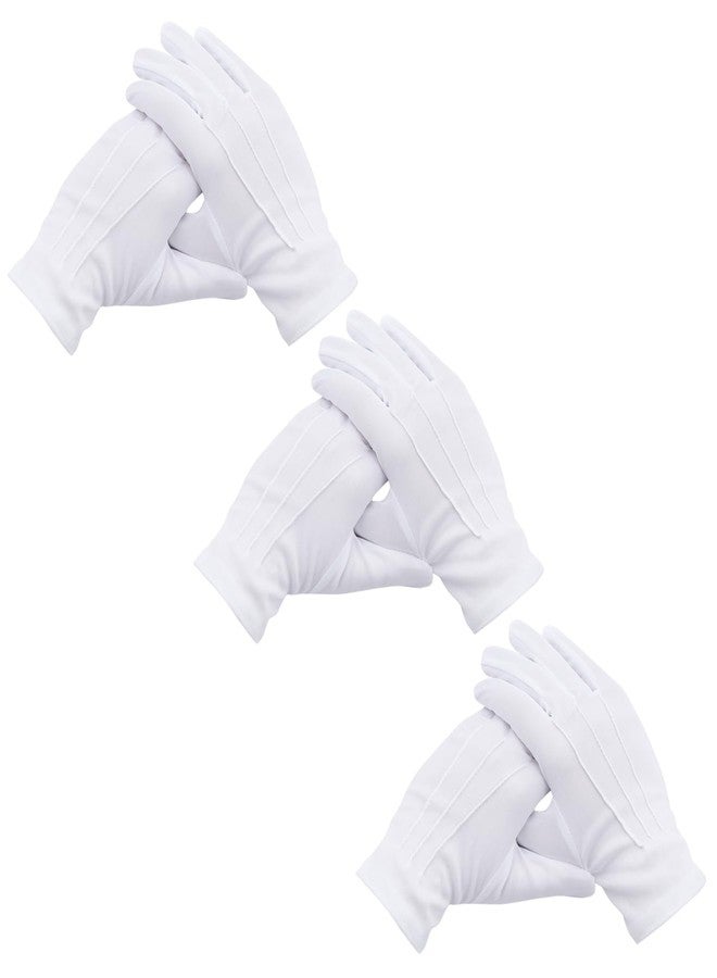 Vonokee Parade 3 Pairs White Uniform Gloves - Formal Tuxedo Costume Honor Guard Police Server Funeral Gloves - Image 2
